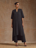 trueBrowns Grey Modal Satin High-Low Relax Kurta Set | Relove | Grocsy
