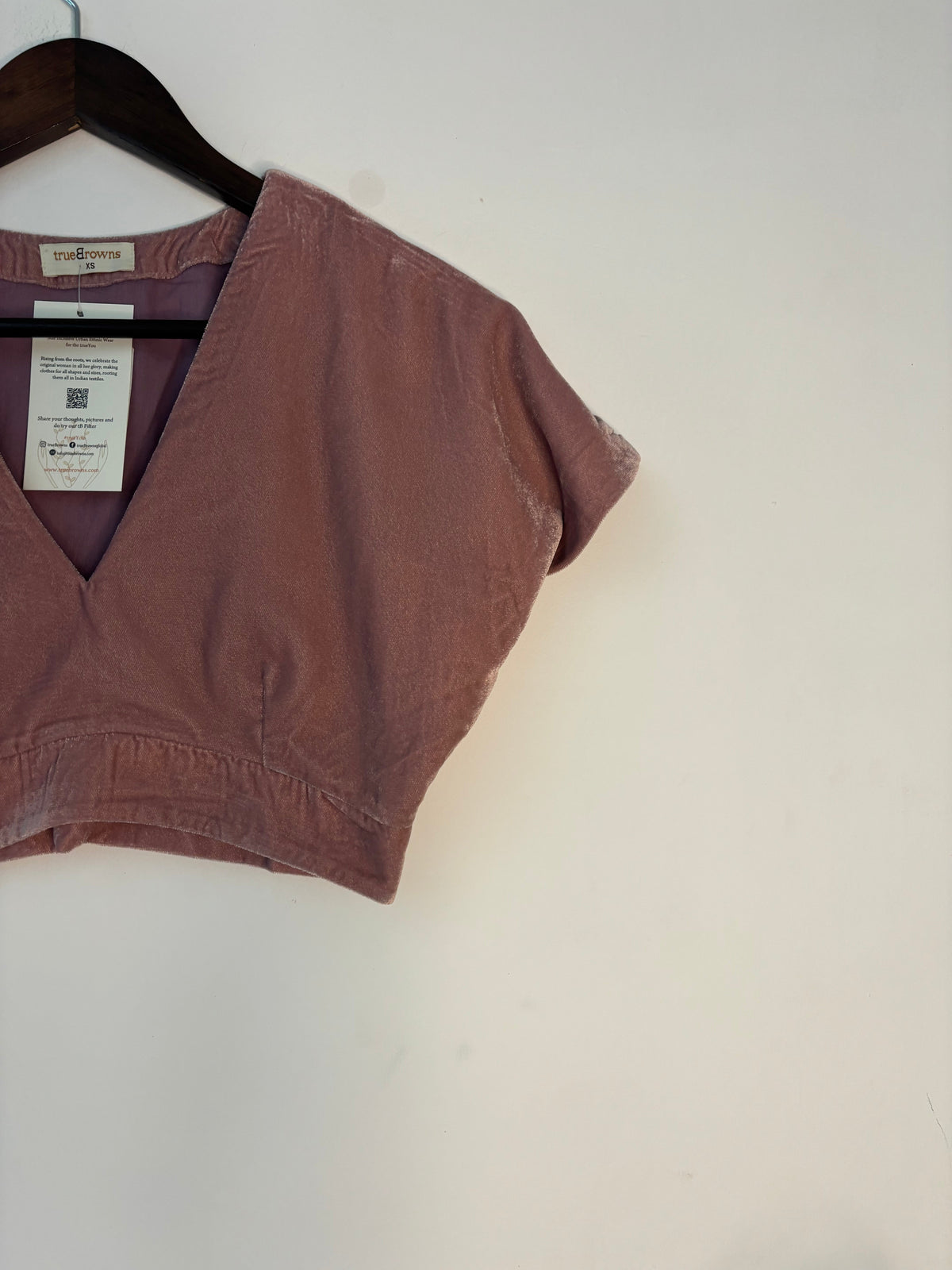 trueBrowns Light Pink Velvet Blouse | Grocsy