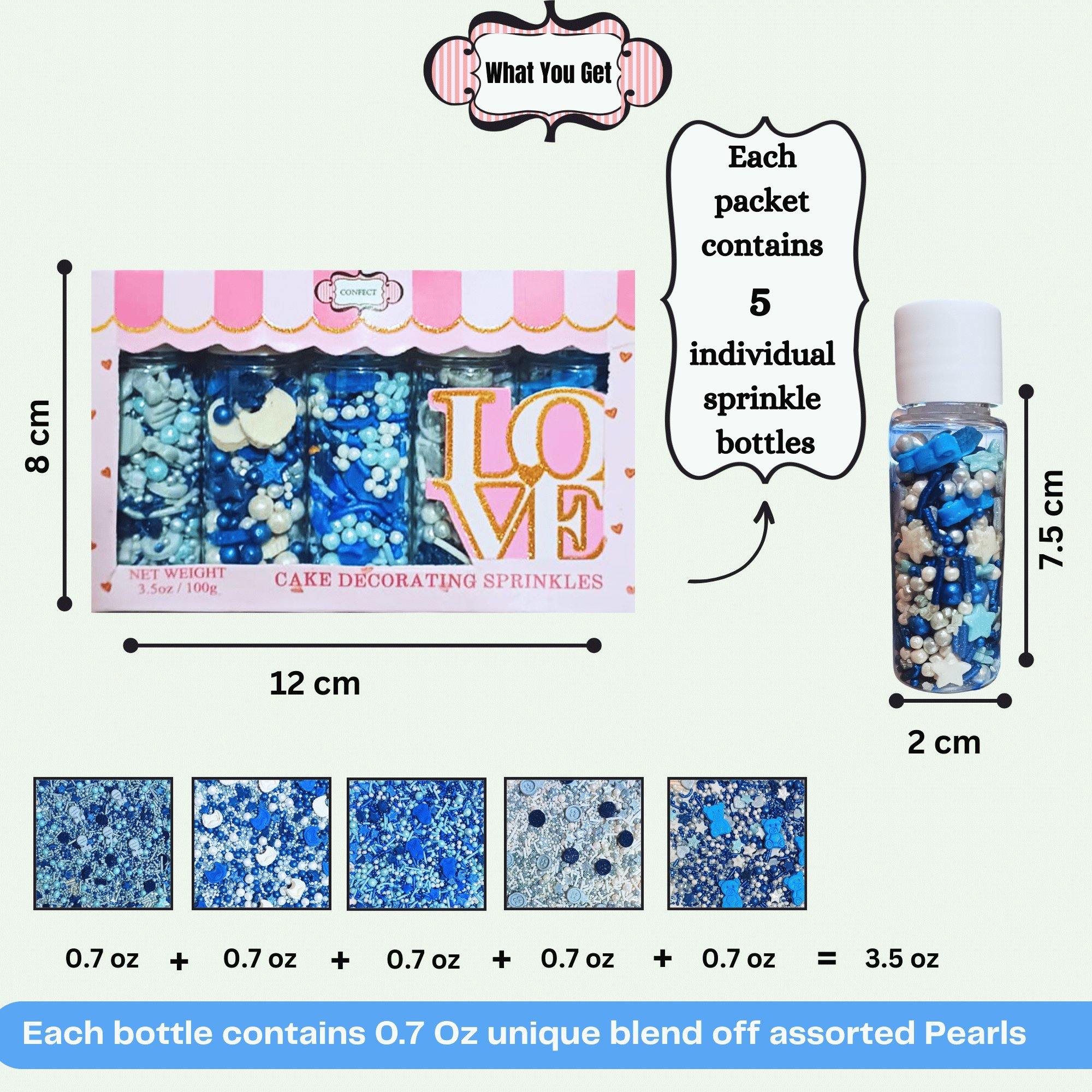 Confect Boys Baby Shower Sprinkles | Baby Blue Sprinkles for Cake & Cupcake Decorating | Grocsy