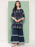 InWeave Women's Indigo Boota Sharara Set | Grocsy