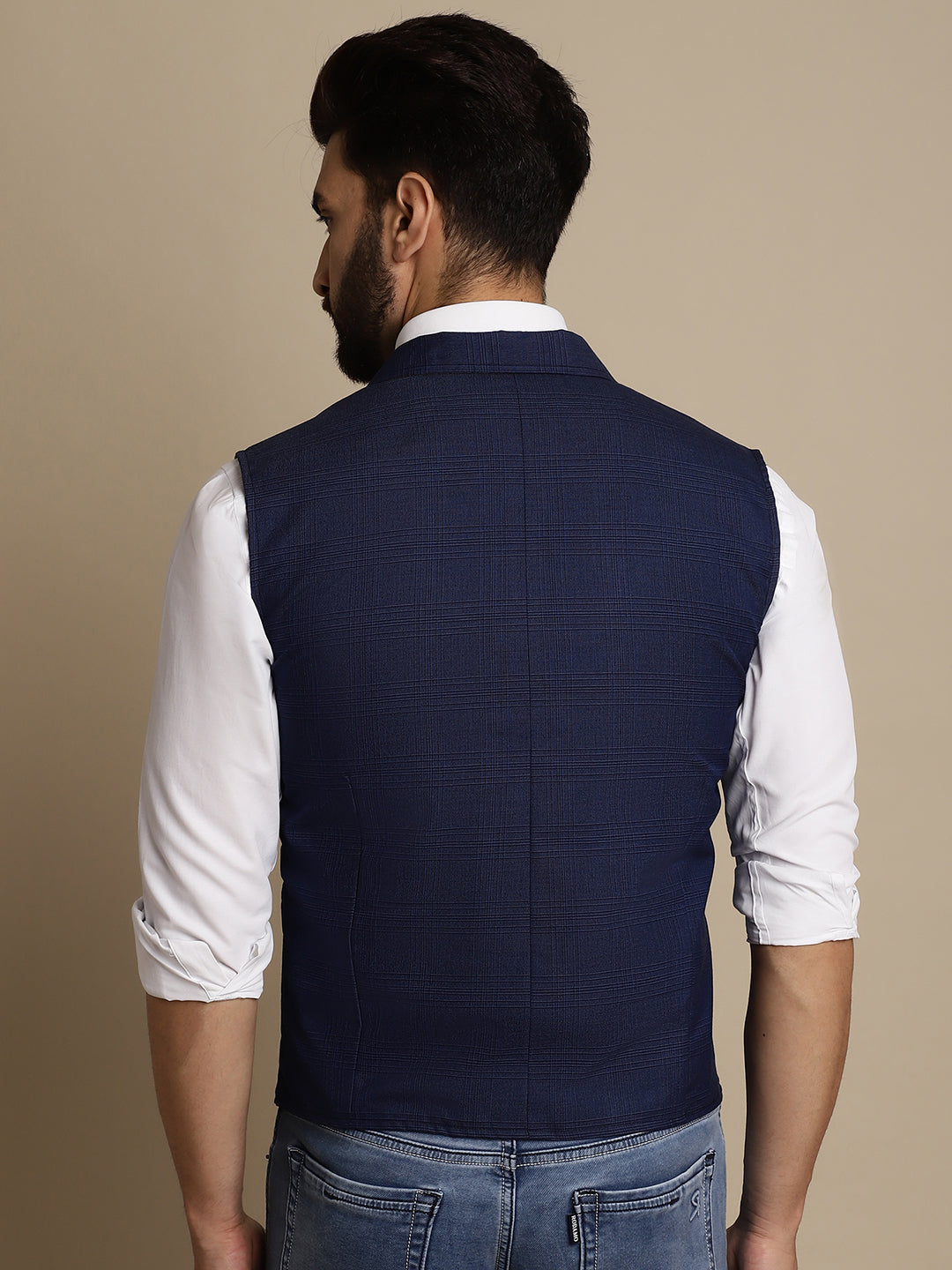 Even Apparels Men's Blue Waistcoat with Notched Lapel | Grocsy