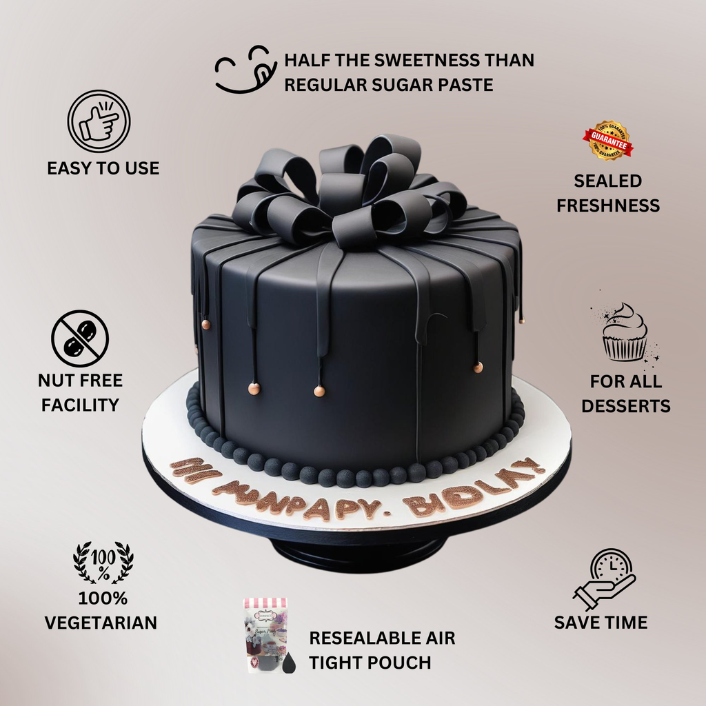 Confect Black Fondant | Edible Sugarpaste | Grocsy