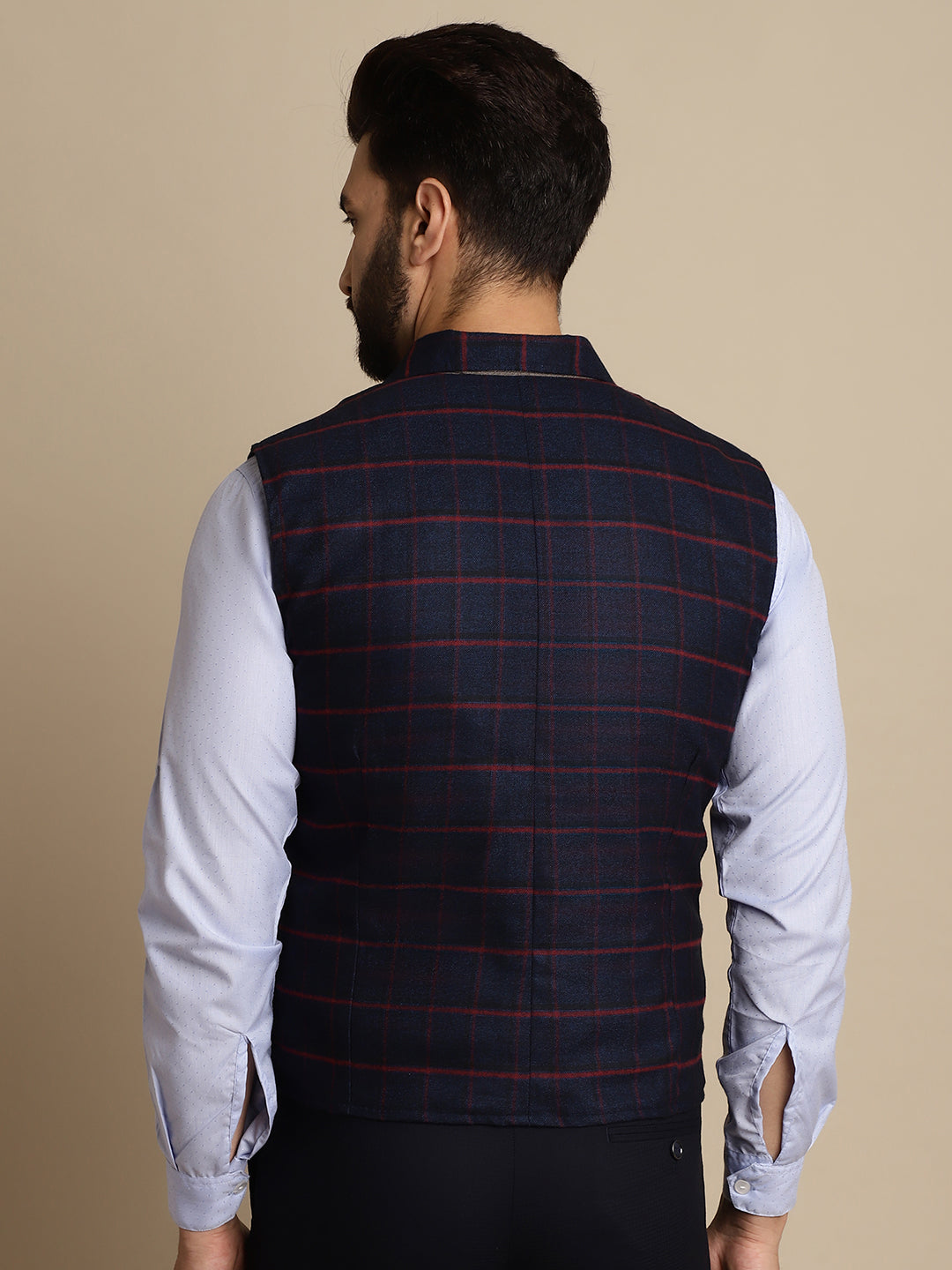 Even Apparels Men's Blue Waistcoat with Notched Lapel | Grocsy
