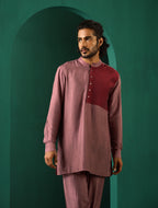 trueBrowns Men's Light Mauve Silk Co-ord Set | Grocsy