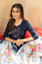 Pramukh Fab Teal Color Viscose Mango Silk Kurta Set | Grocsy