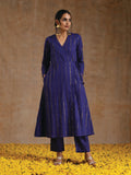 trueBrowns Spectrum Blue Gold Cotton Angrakha Kurta Set | Grocsy