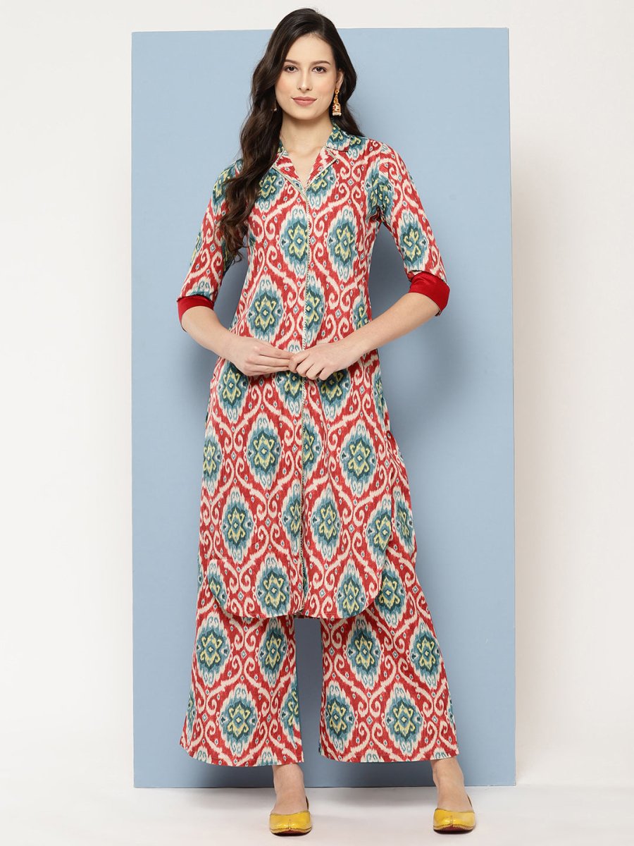 Ahalyaa Women Ethnic Motifs Printed Regular Gotta Patti Kurta with Palazzos | Grocsy