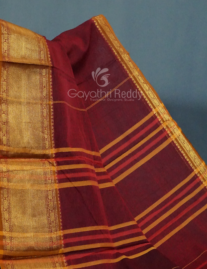 Kalanetha Maroon Coloured Pure Narayanpet Cotton Saree By Gayathri Reddy Designer Studio | Grocsy