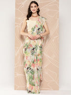 Ahalyaa Floral Printed Poly Chiffon Saree | Grocsy