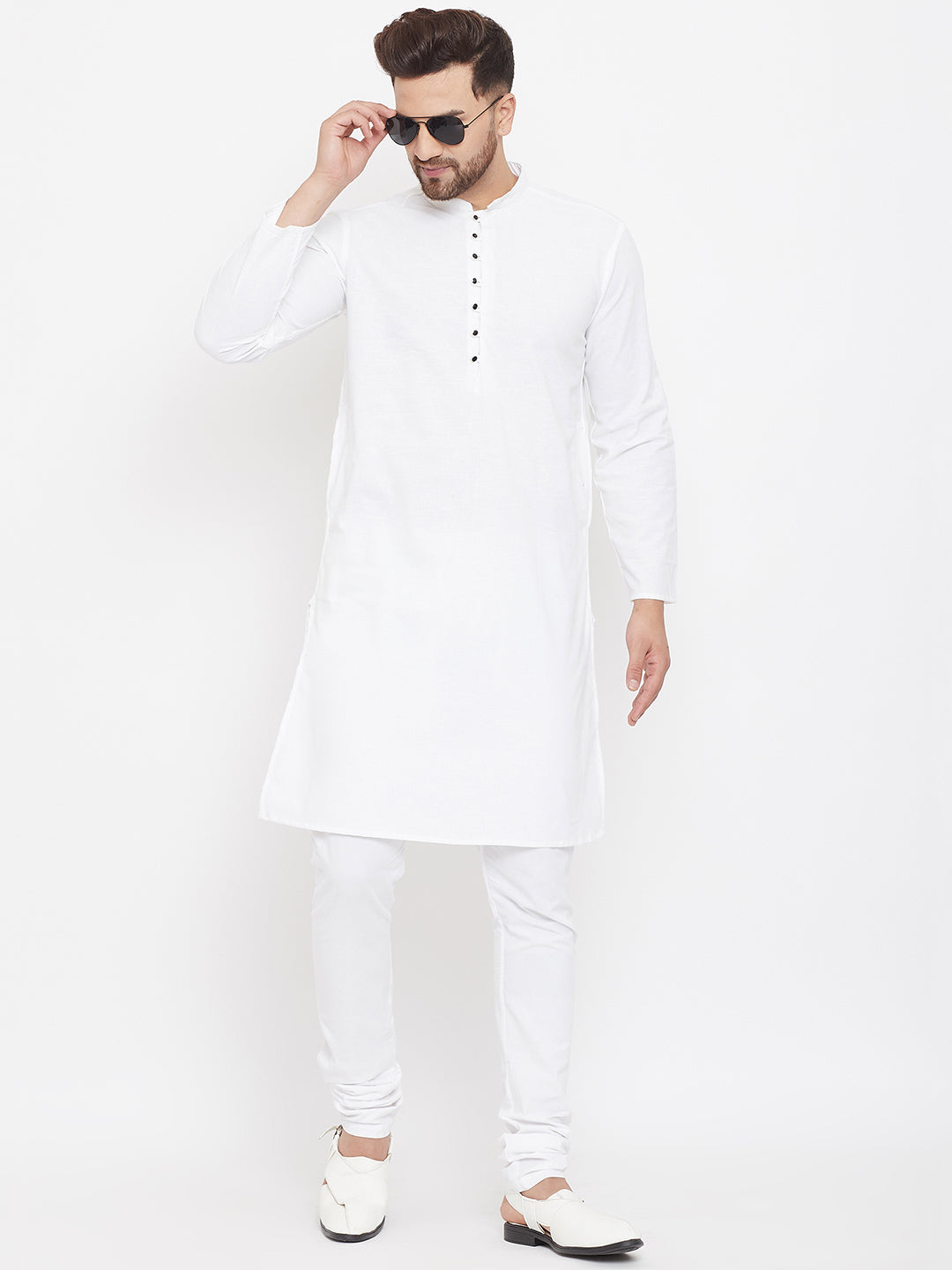 Even Apparels White Solid Kurta With Band Collar | Grocsy