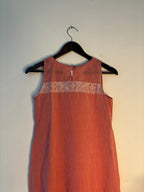 trueBrowns Peach Slub Sleeveless Kurta | Grocsy
