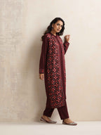 trueBrowns Purple Kashmiri Woollen Jacket 3pc Set | Grocsy