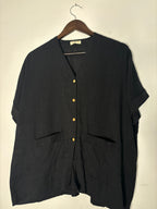trueBrowns Black Slub Shirt Top | Grocsy