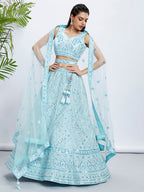 House of Panchhi Burgundy Chiffon Position Print With Sequins Embroidery Lehenga Choli & Dupatta | Grocsy