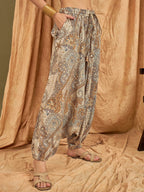 InWeave Beige Paisley Flower Harem Pant | Grocsy