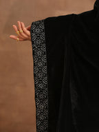 trueBrowns Black Velvet Embroidered Shawl | Grocsy