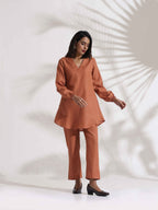 trueBrowns Rust Slub Co-ord Set | Grocsy