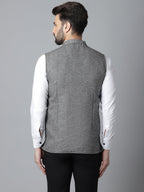 Even Apparels Men's Grey Pure Wool Nehru Jacket | Grocsy