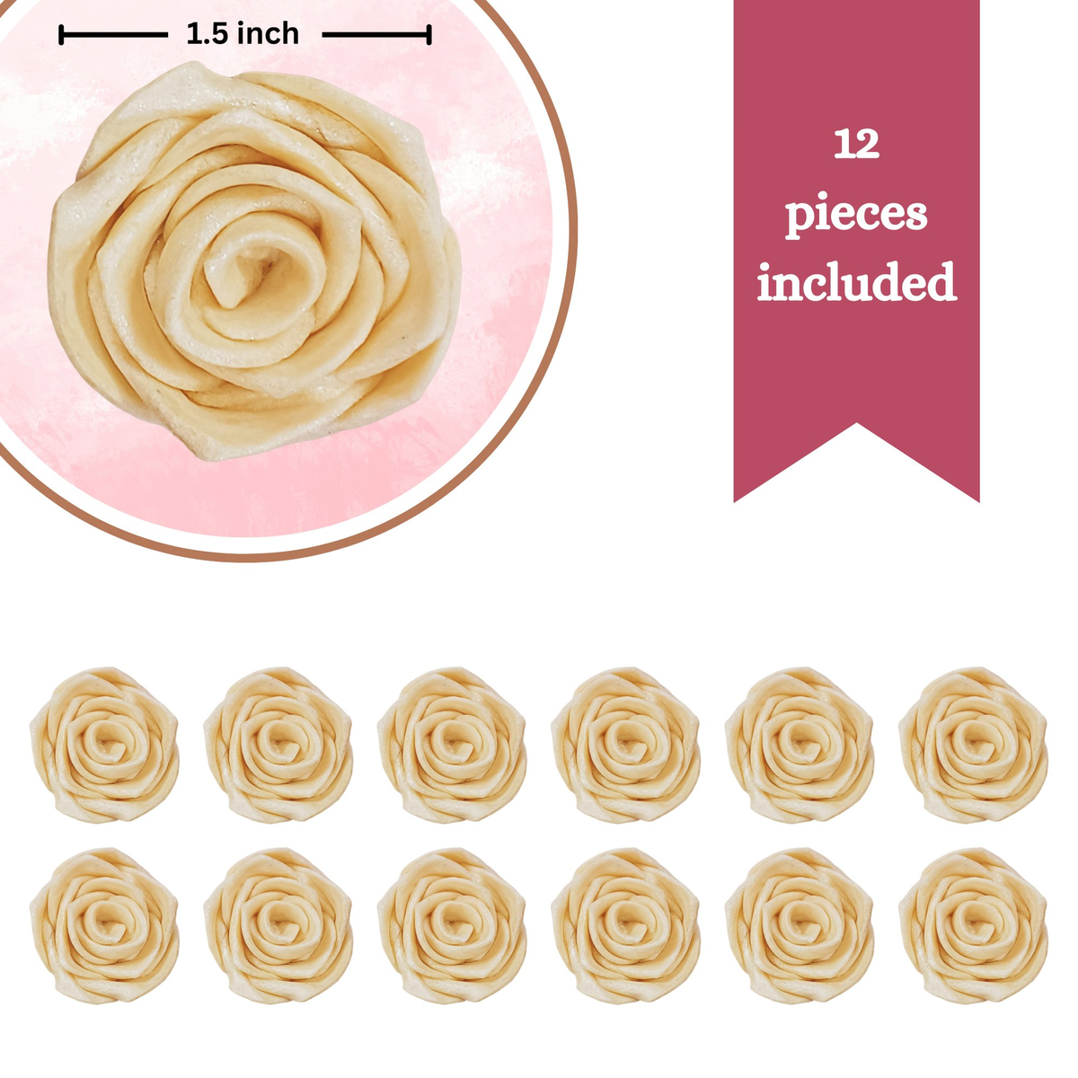 Confect Pearl | Edible Metallic Sugar Roses Topper | Grocsy