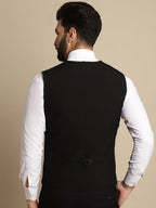 Even Apparels Men's Black Waistcoat with welt pockets | Grocsy