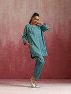 trueBrowns Light Blue Cotton Dobby Co-ord set | Grocsy