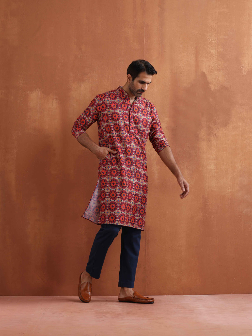 trueBrowns Men's Beige Printed Kurta | Grocsy