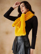 InWeave Women's Yellow Faux Fur Neck Warmer | Grocsy
