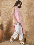 InWeave Pastel Peach Side Asymmetric Kurta Set | Grocsy
