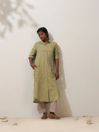 trueBrowns Fern Green Crochet Natural Cotton Kurta Pant Set | Grocsy