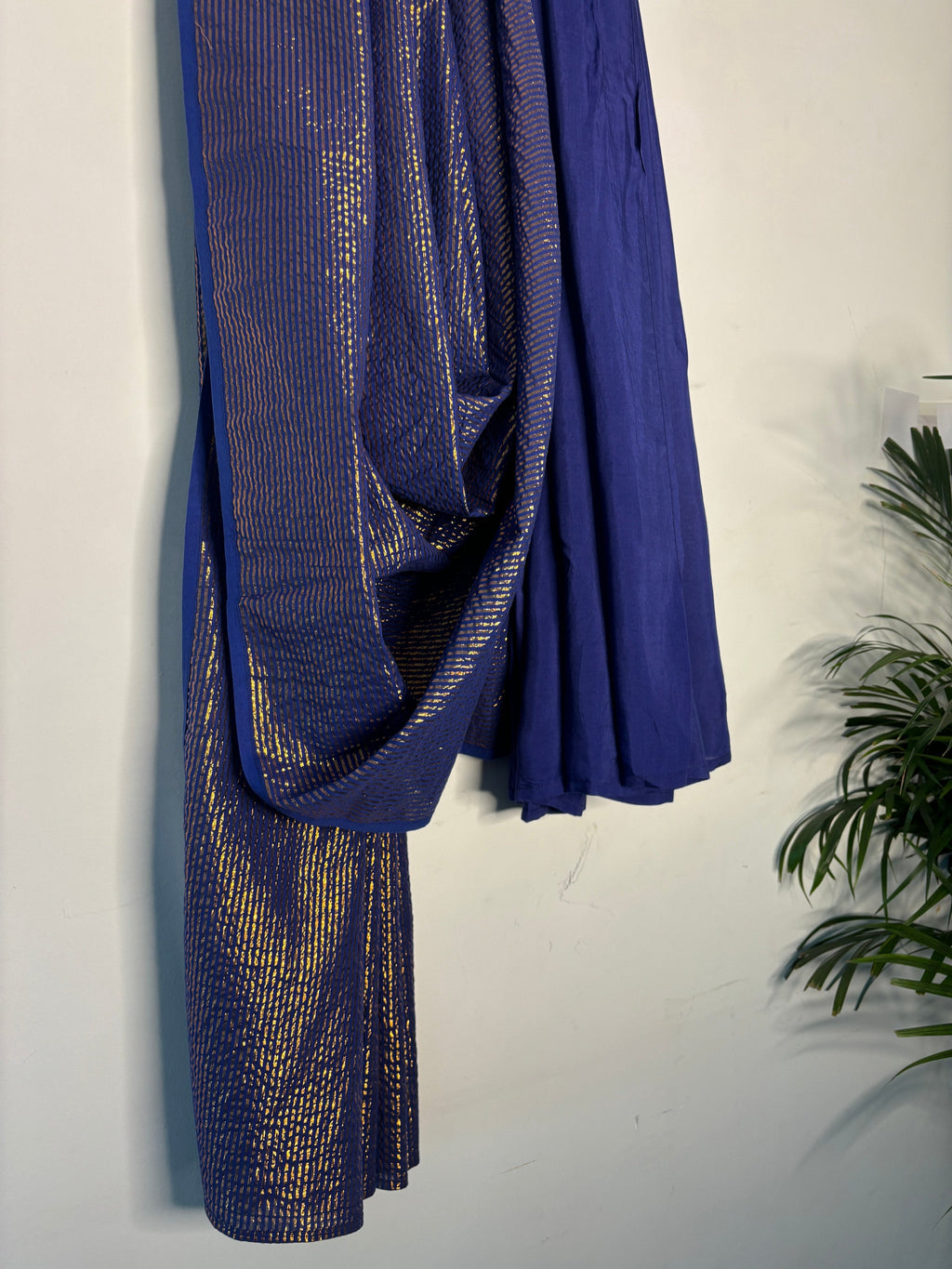 trueBrowns Electric Blue Metallic Saree | Grocsy