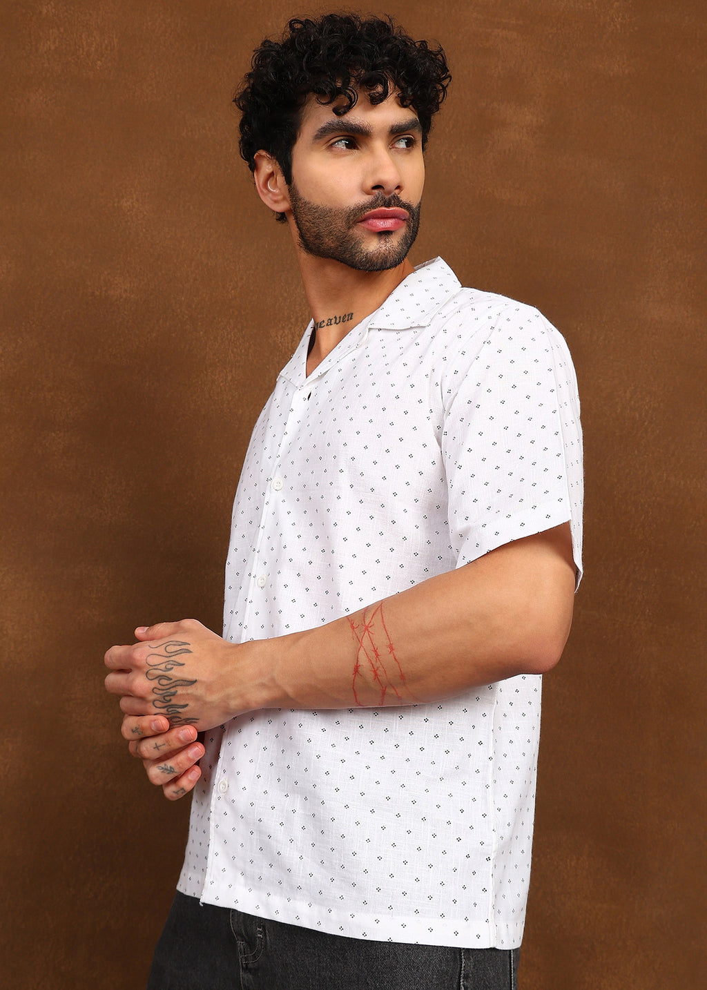 Fabmade Micro Print Short Sleeve Shirt | Grocsy