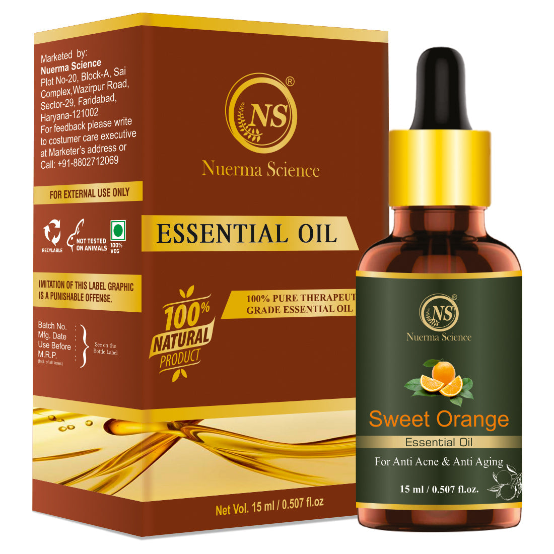 Nuerma Science Sweet Orange Essential Oil for Anti-Acne & Anti-Aging | Grocsy