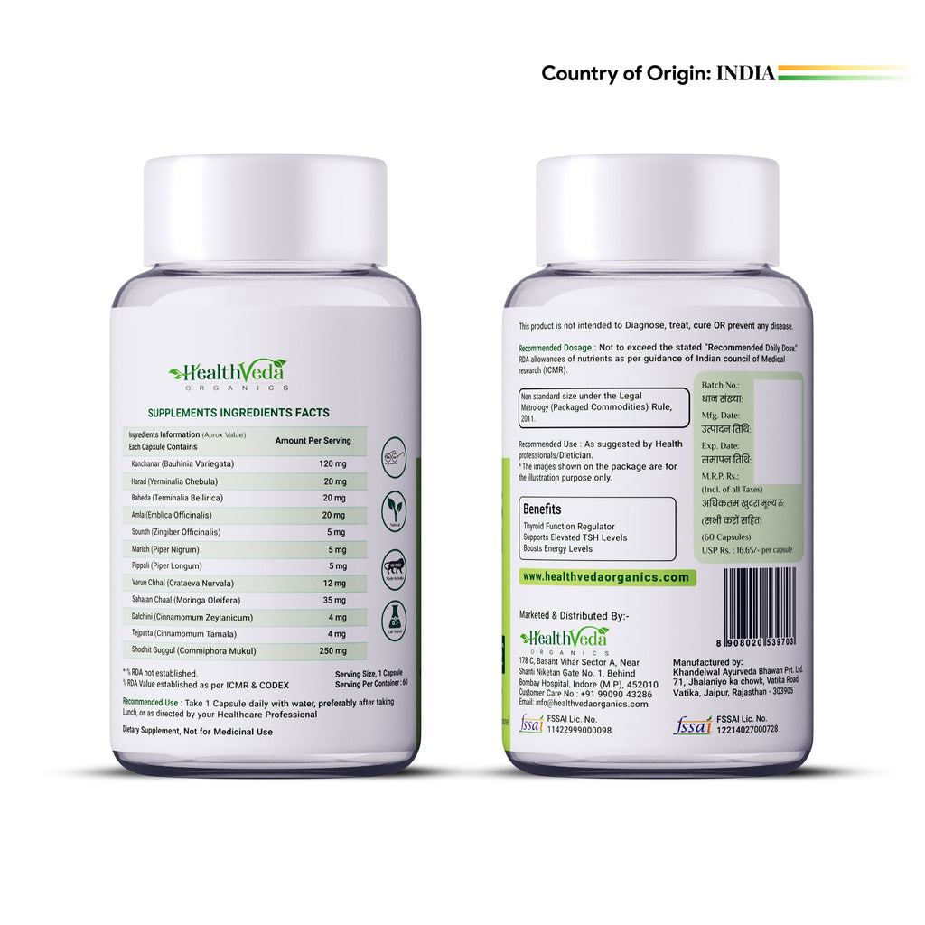 Health Veda Organics Thyroplus Capsules | Grocsy