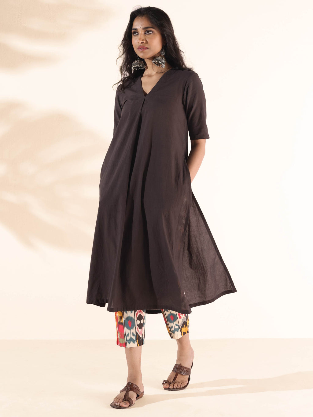 trueBrowns Cola Cotton Ikat Kurta Pant Set | Grocsy