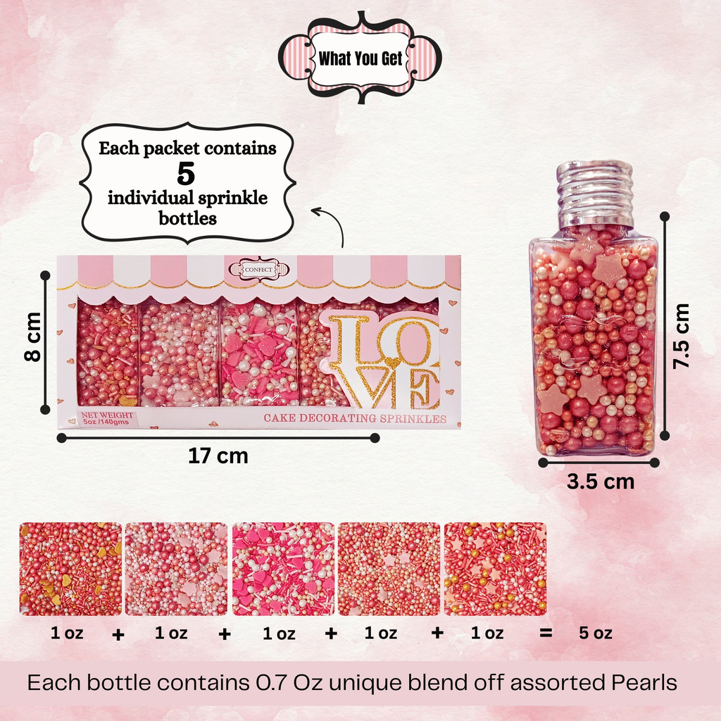 Confect Valentine Sprinkles | 13 Edible Decoration for Baking & Dessert | Grocsy