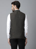 Even Apparels Men's Brown Pure Wool Nehru Jacket | Grocsy