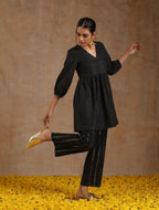 trueBrowns Black Gold Cotton Overlap Co-Ord Set | Grocsy