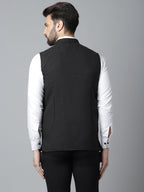 Even Apparels Men's Black Pure Wool Nehru Jacket | Grocsy