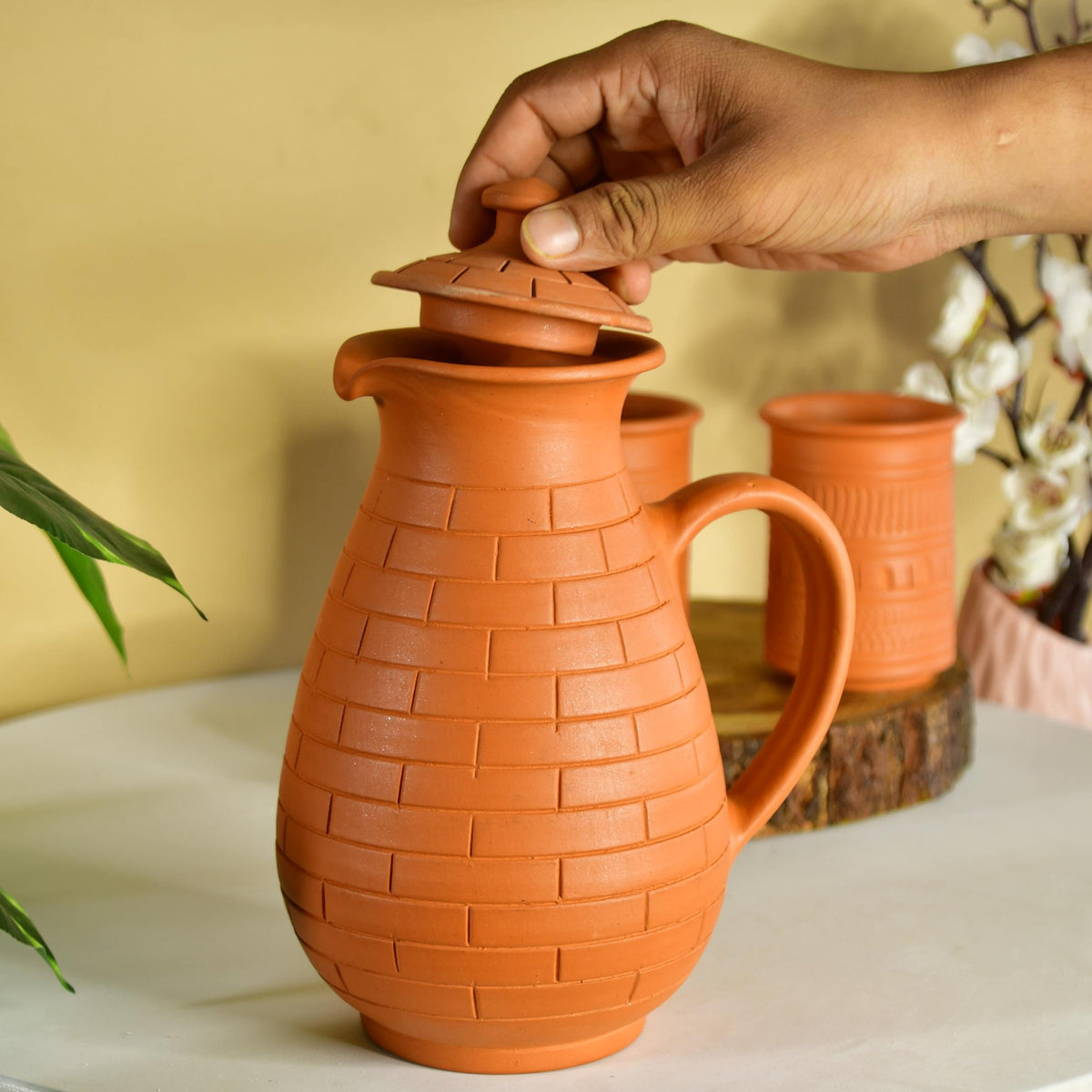 Sowpeace Premium Large Terracotta Jug for Water and Drinks | Grocsy