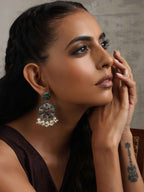 trueBrowns Silver Gold Tone Circular Stone Earrings | Grocsy