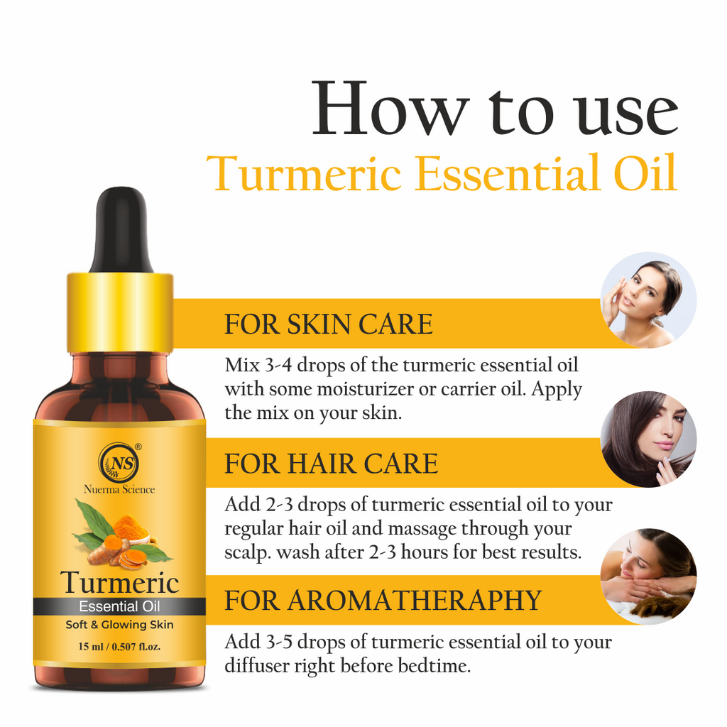 Nuerma Science Pure Turmeric Essential Oil For Skin Care & Hair Care | Grocsy