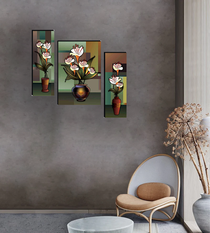 Tehzeeb Creations Set Of 3 Digital Wall Painting | Grocsy