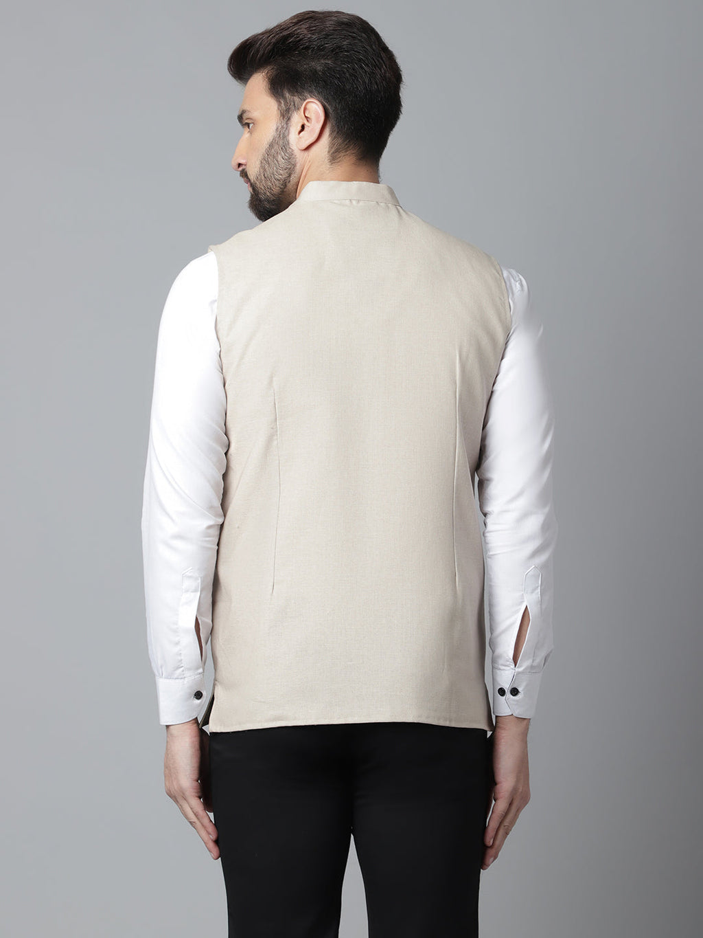 Even Apparels Men's Cream Nehru Jacket With Welt Pockets | Grocsy