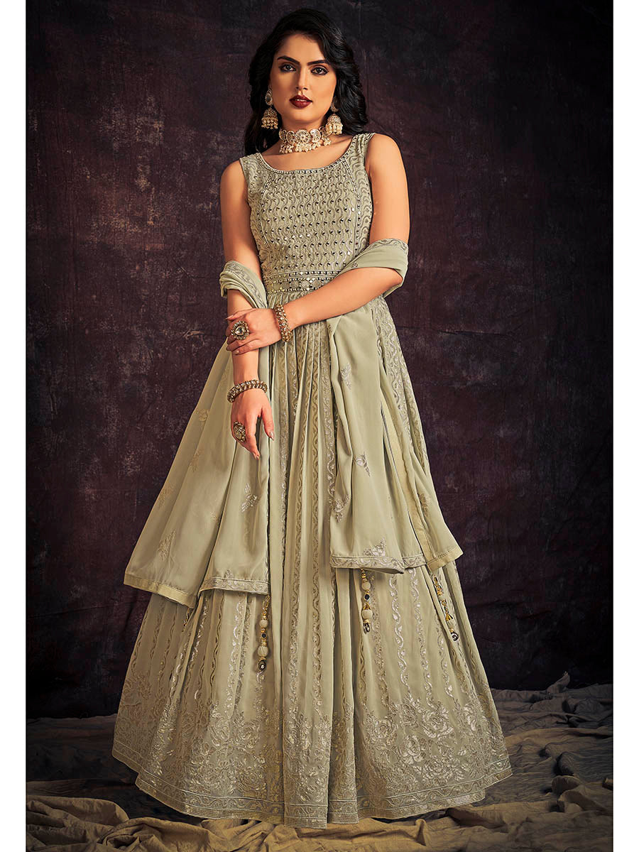 Myra Pista Real Georgette Designer Gown Style Suit | Grocsy