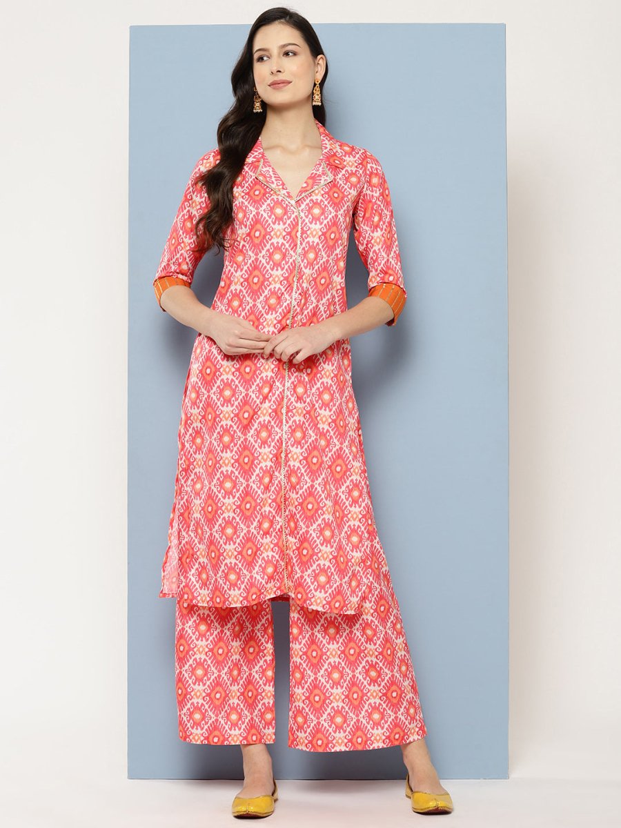 Ahalyaa Women Ethnic Motifs Printed Regular Gotta Patti Kurta with Palazzos | Grocsy