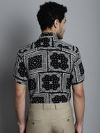 Jainish Men's Paisley Printed Formal Shirts - Black | Grocsy