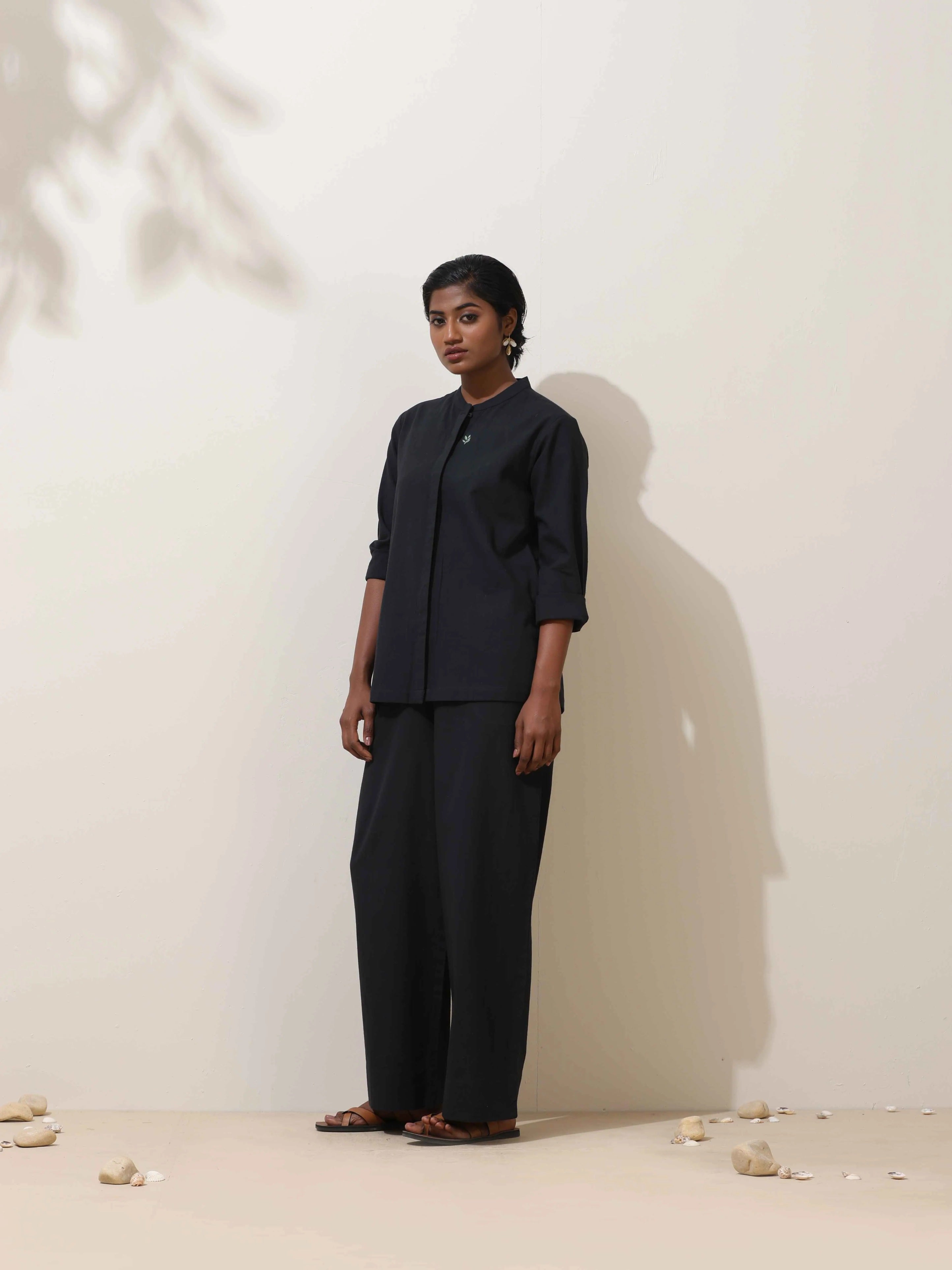 trueBrowns Black Cotton Linen Co-Ord Set | Grocsy