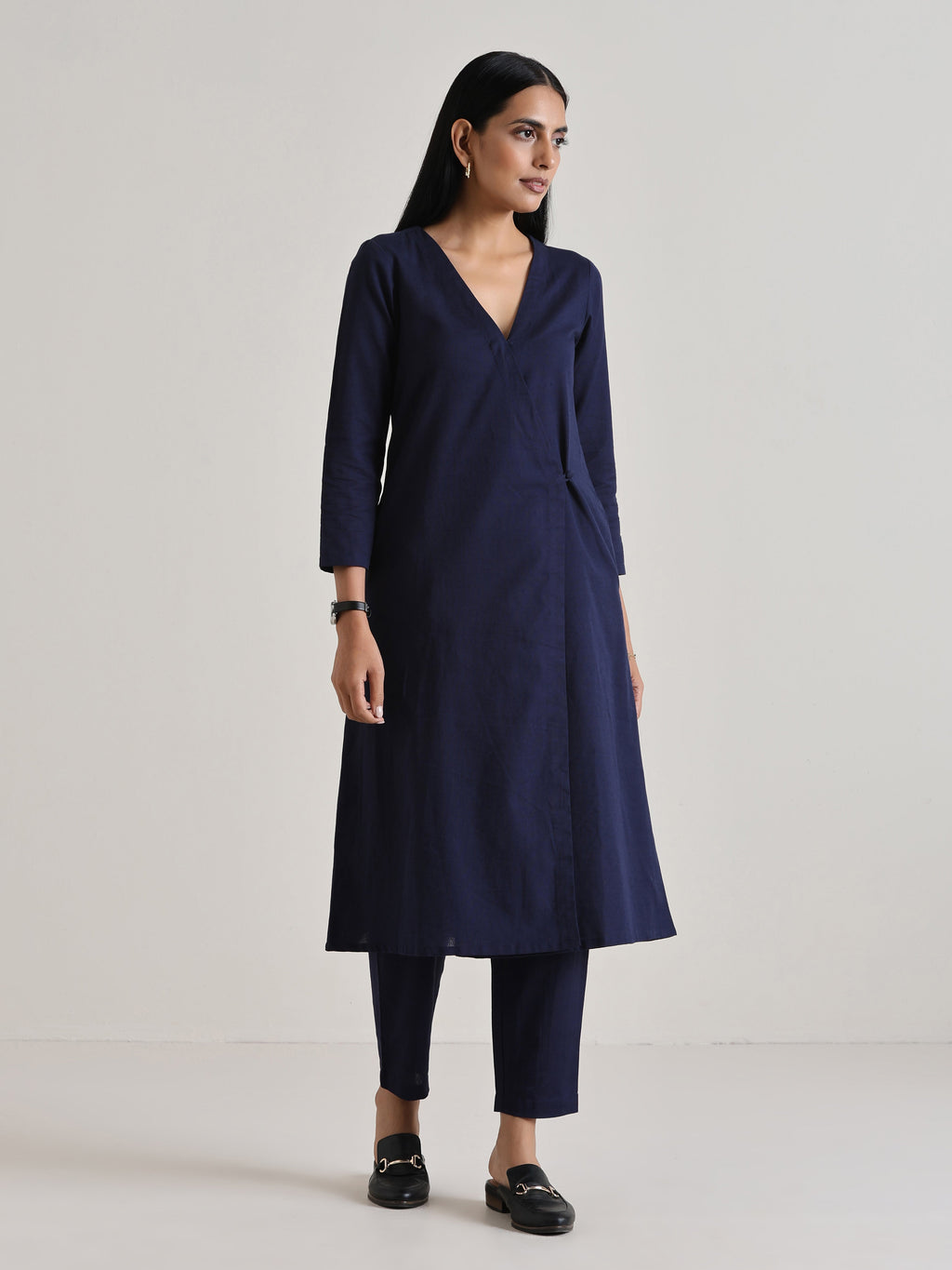 trueBrowns Blue Angrakha Kurta Set | Grocsy