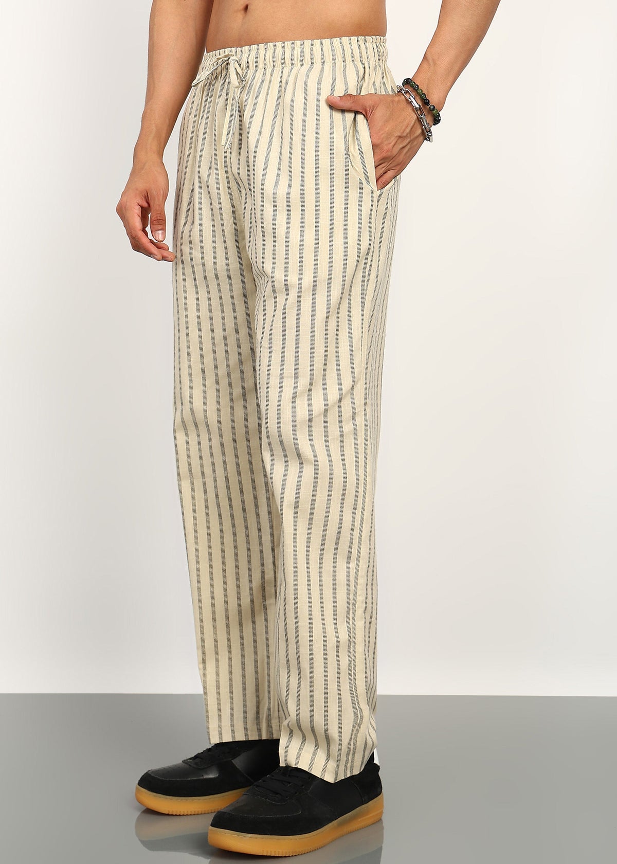 Fabmade Sandline Stripe Linen Trousers | Grocsy