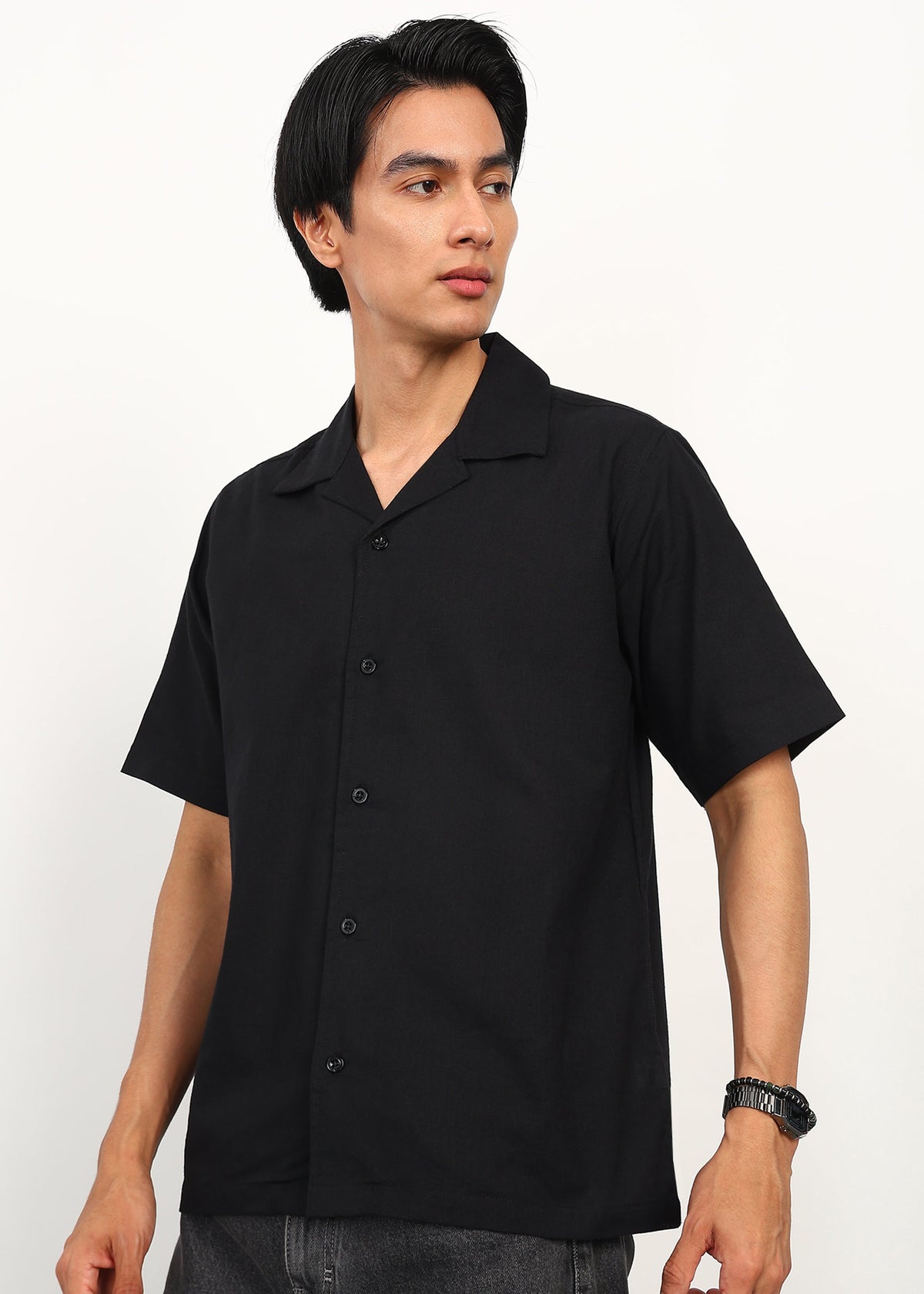 Fabmade Noir Linen Shirt | Grocsy
